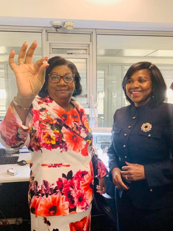 Making deals: Angolan ambassador to Botswana, Her Excellency Beatriz Antónia Manuel de Morais together with Safdico International (Botswana) managing director, Rutang Moses during a tour of Safdico’s diamond factory