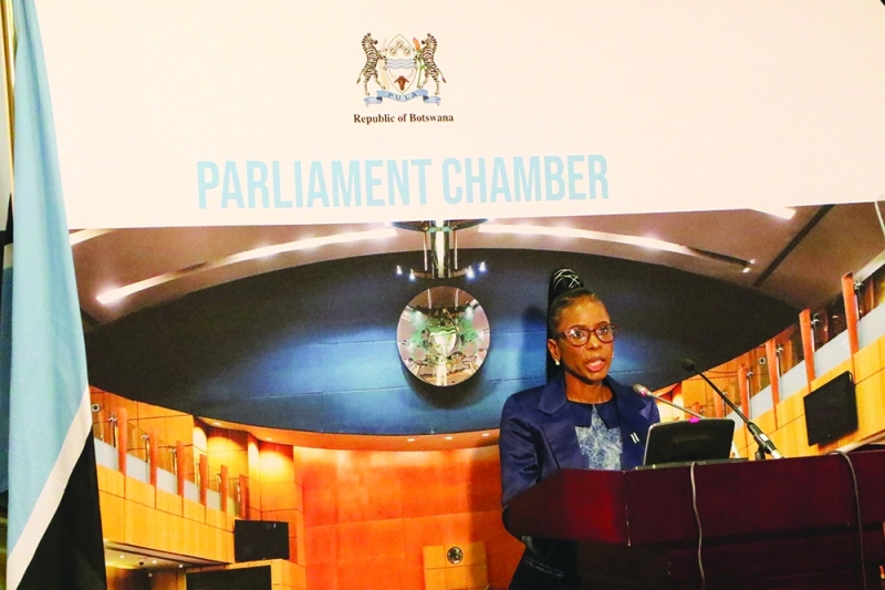 Tightrope act: Serame delivering the Budget Speech on Monday PIC: PHATSIMO KAPENG