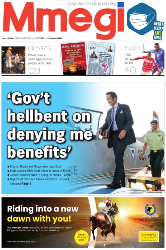 Mmegi front page 18022022