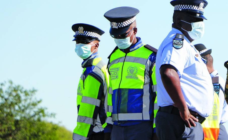 Police officers PIC: PHATSIMO KAPENG
