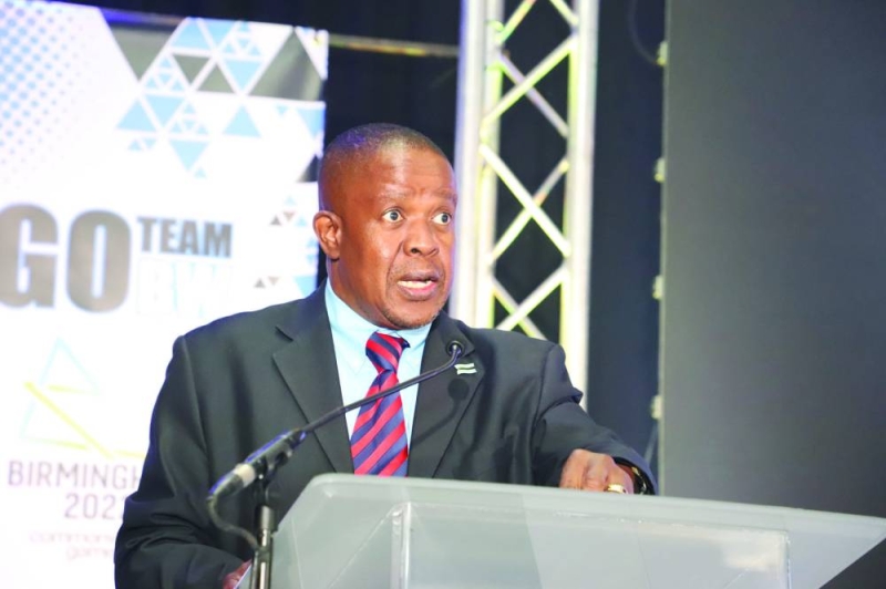 Kitso Kemoeng speaking during the send-off ceremony PIC: MORERI SEJAKGOMO