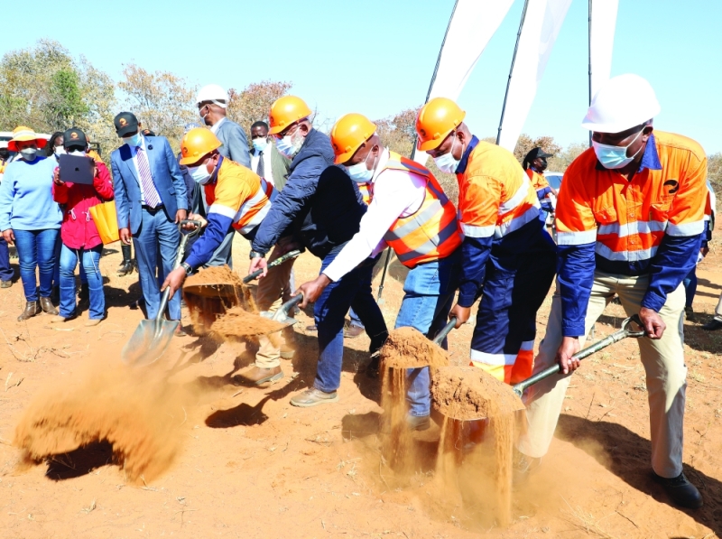 Taking off: Tlou Energy, government and other officials perform the ceremonial groundbreaking for the transmission line PIC: MORERI SEJAKGOMO
