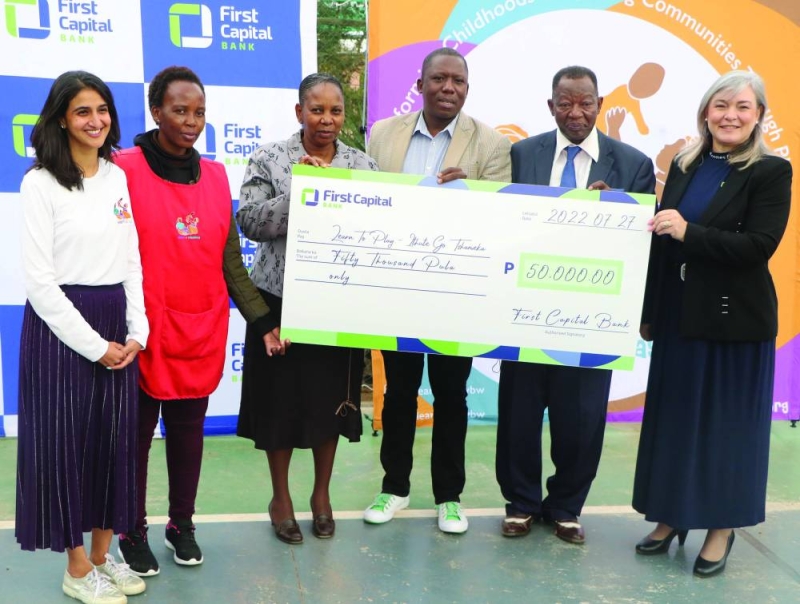 First Capital Bank handing over the donation PIC: PHATSIMO KAPENG