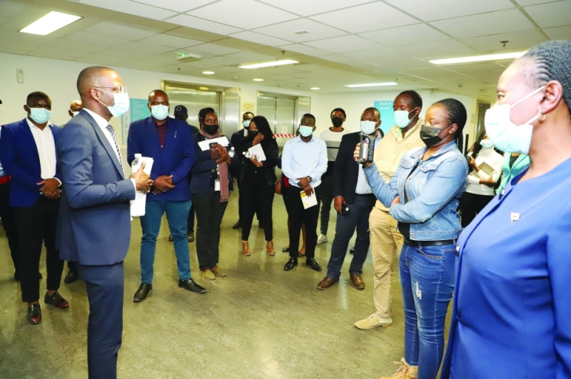 Clifford Seleka guiding members of the press during a tour of the hospital this week