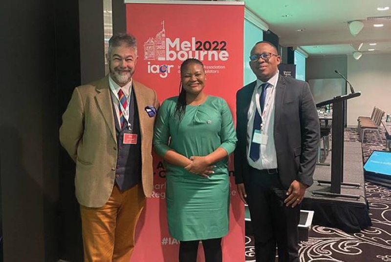 IAGR president: Jason Lane with Manake and Kesitilwe in Melbourne