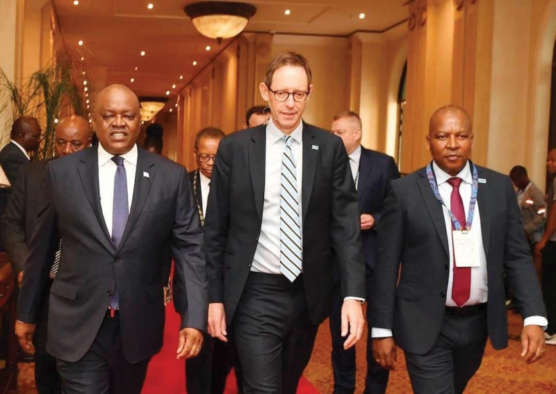 One voice: Masisi, Cleaver and Moagi on Monday PIC: BWPRESIDENCY