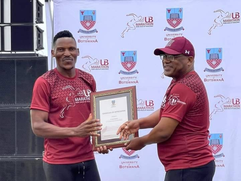 Athletics icon, Isaac Makwala was handed a scholarship by the University of Botswana yesterday