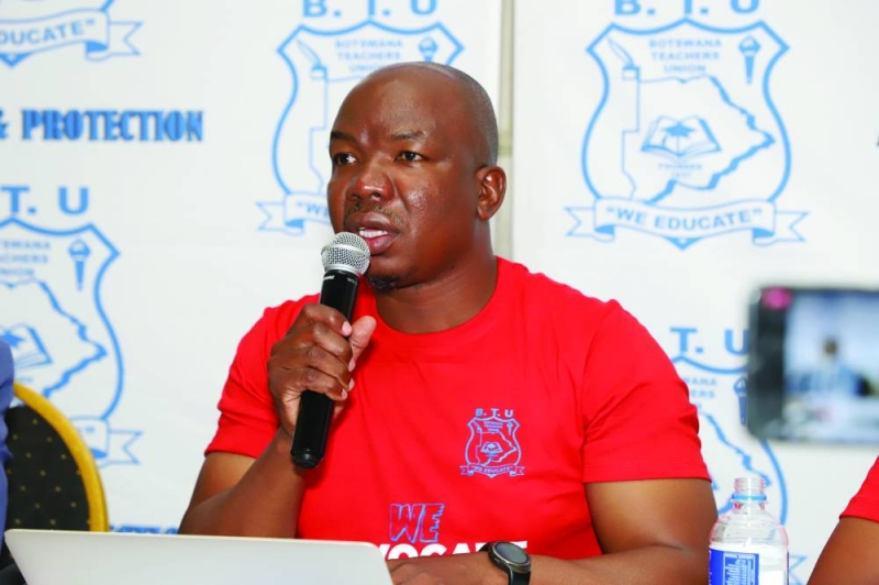 BTU Secretary General Agang Gabana speaking at press conference PIC: MORERI SEJAKGOMO