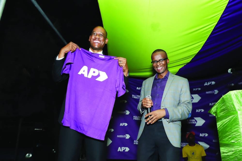 Dumelang Saleshando and Ndaba Gaolathe at a rally PIC: MORERI SEJAKGOMO