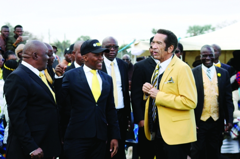 Khama having a light moment with BPF leaders