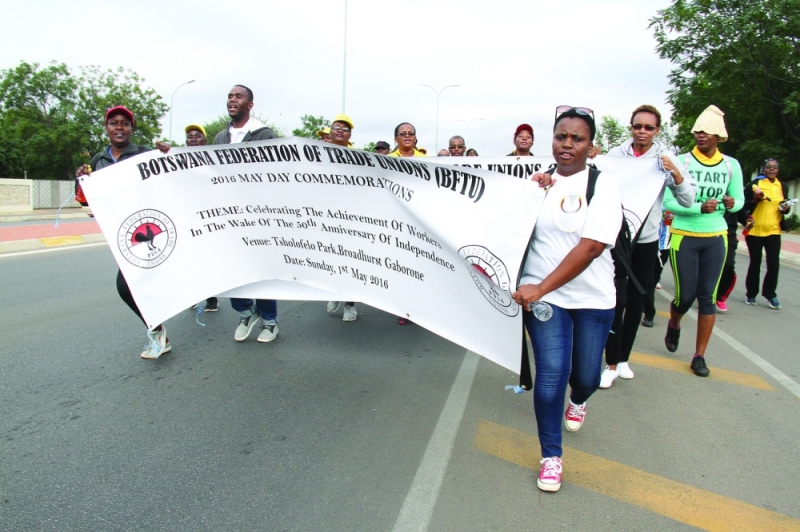 BFTU, BOFEPUSU members marching during Labour Day FILE PIC
