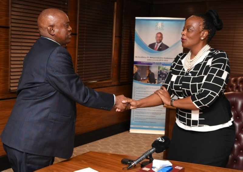 President Masisi after swearing in Moatswi as the DPP PIC: BW PRESIDENCY