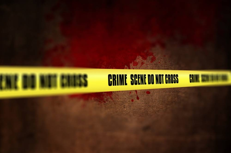 3D render of a crime scene tape against defocussed background