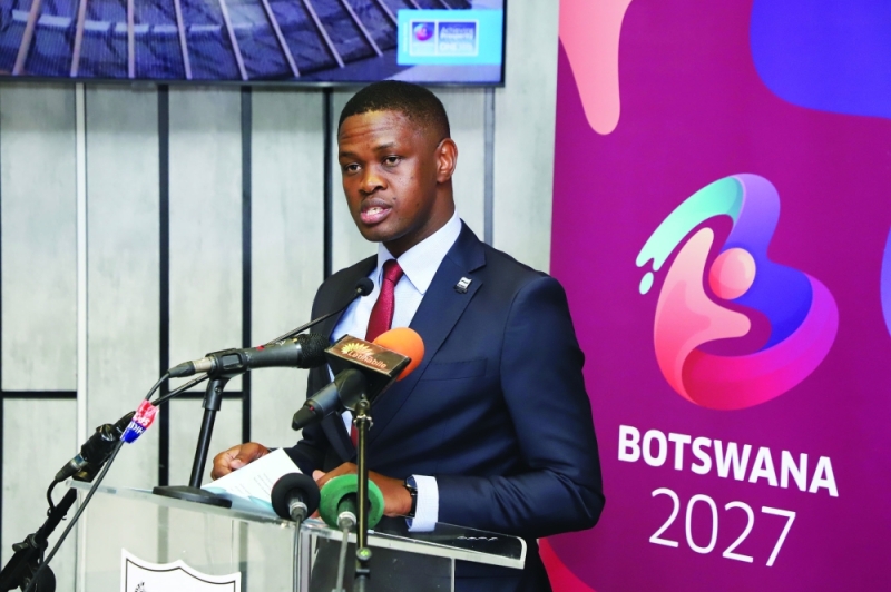 Pressing ahead: Rakgare launching the AFCON 2027 bid logo PIC: MORERI SEJAKGOMO