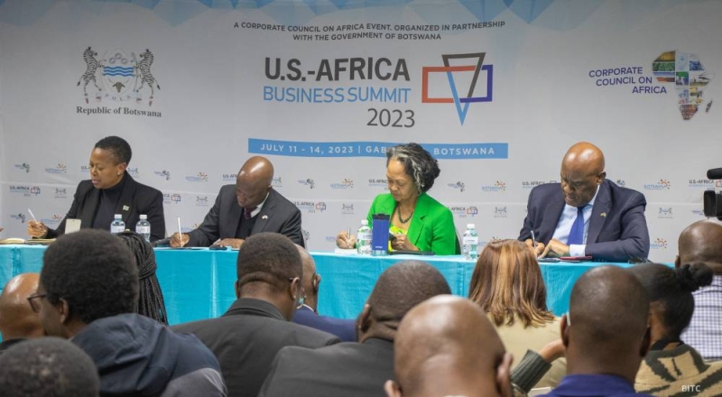 Ready, set, go: Trade and Industry minister, Mmusi Kgafela (second from left) and Botswana's ambassador to the US, Kitso Mokaila, held a joint briefing with senior government and Corporate Council on Africa officials on Monday PIC: BRAND BOTSWANA FACEBOOK