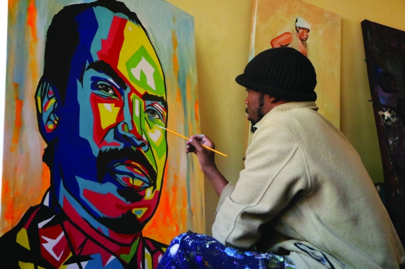 One of the creatives doing his job PIC: PHATSIMO KAPENG