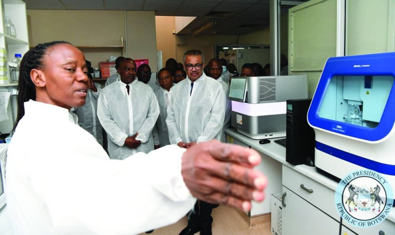 Touring of one of the healthy facilities by WHO delegates and Masisi with other government officials PIC: BWPRESIDENCY