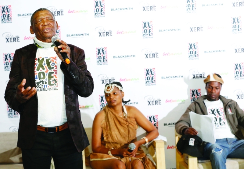 Kgosi of Xere Moiploai briefing the media about the festival in Gaborone on Tuesday