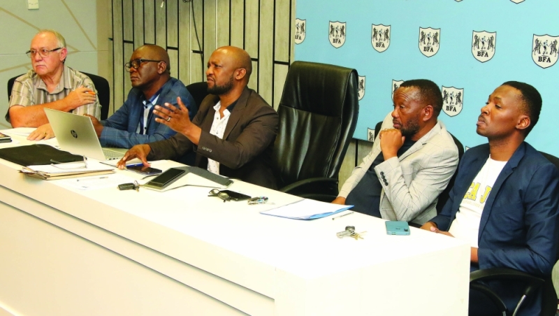 Peace-talk: Bakwadi (centre) addressing BOKA affiliates during an AGM PIC: PHATSIMO KAPENG