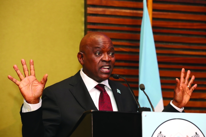 President Masisi addressing members of the media PIC: MORERI SEJAKGOMO