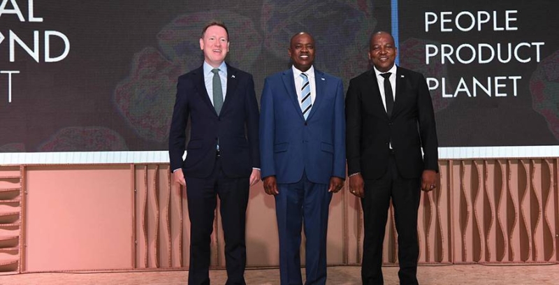 Partners: Cook, Masisi and Moagi at the Natural Diamonds Summit on Monday PIC: DE BEERS