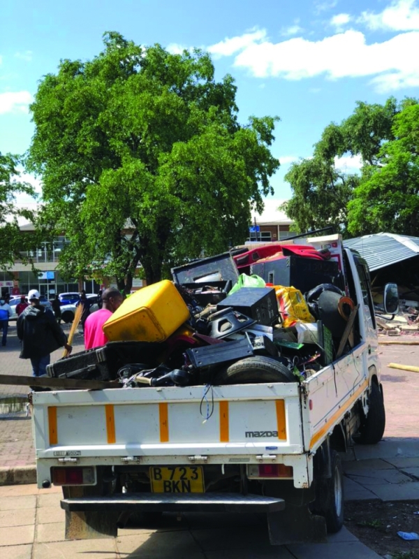 Up and out: A truck moving vendors’ property after the recent demolitions in Francistown PIC: LESEDI MKHUTSHWA