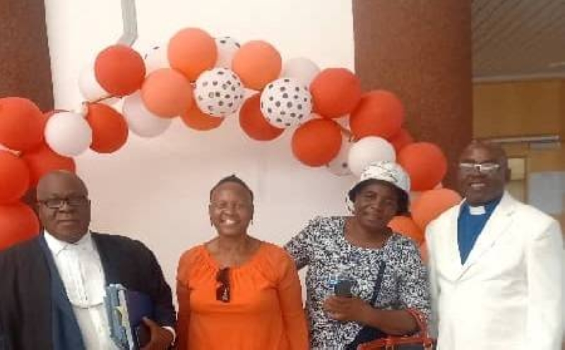 Moseki (l) Ndubano (second left) and Makosha (r) after court ruling
