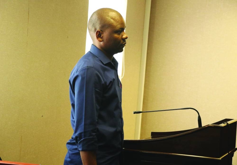 Keorapetse Tshwene Giving evidence before Justice Gaedupe Makgato of the Industrial Court PIC: PHATSIMO KAPENG