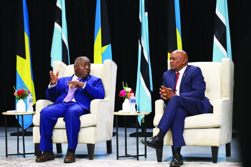 The Bahamas Prime Minister Davis and President Masisi PIC: KENNEDY RAMOKONE