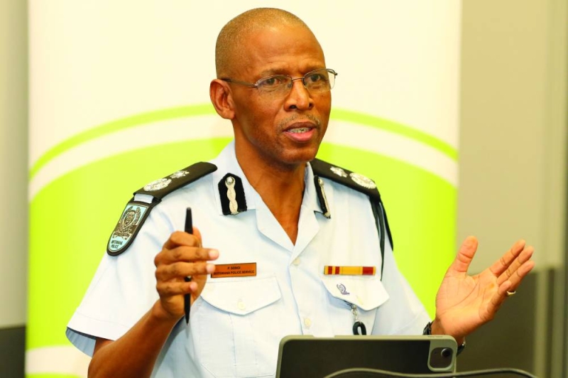 Pilane Sibigi addressing participants during the 2024 Road Safety Stakeholders Engagement meeting PIC: PHATSIMO KAPENG