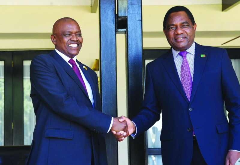 Masisi and Hichilema hailed the cordial and excellent bilateral relations that exist between the two countries PIC: THE PRESIDENCY