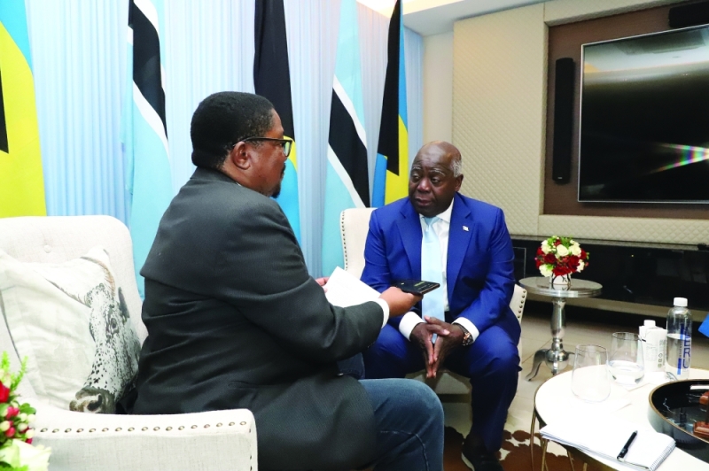 Seeking partnerships: Davis (right) says his visit was about securing cooperation on various issues. Climate change is one crisis that binds Botswana to the Bahamas PIC: MORERI SEJAKGOMO PIC MORERI SEJAKGOMO