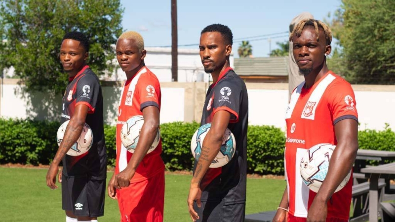 New deal: GU players parade the new kit with Tredennick logo on the sleeves. PIC: GU