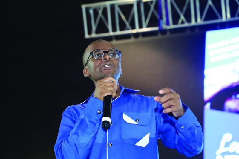 Ndaba Gaolathe speaking at his launch PIC: MORERI SEKAKGOMO