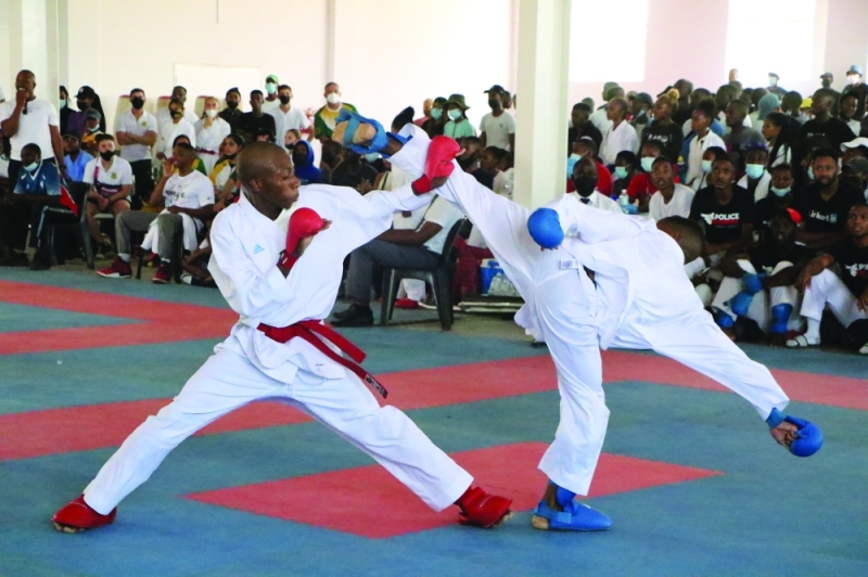 Flying kicks: Karate’s standard dropped at the Region V Games PIC: MORERI SEJAKGOMO