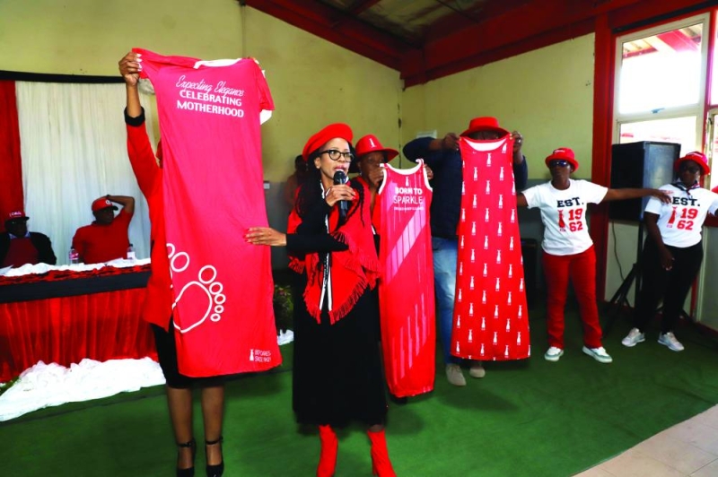 Peggy Serame showing martenity dress for expecting women. PIC: MORERI SEJAKGOMO