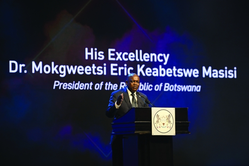 President Masisi delivering his speech during the National Art Festival 2024 awards ceremony PIC:MONIRUL BHUIYAN/PRESS PHOTO)