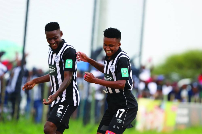 Jubilation: Chiefs players celebrating their goal. PIC: PHATSIMO KAPENG