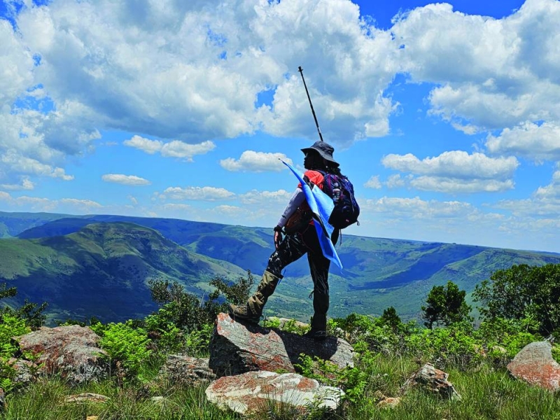 Breatht=taking views: The author takes in the sights during the hike