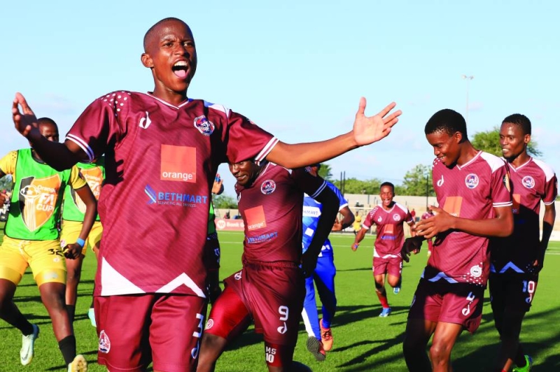 OVER THE MOON: Holy Ghost players celebrate after knocking out favourites, Gaborone United in the last 32 round of the Orange FA Cup PIC MORERI SEJAKGOMO