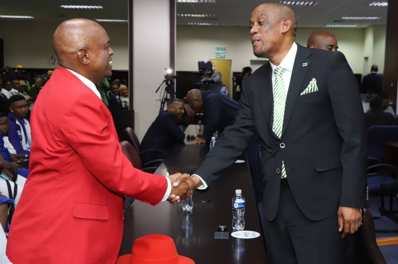 Party presidents Masisi and Saleshando. PIC: KENNEDY RAMOKONE