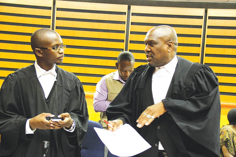 Otto Itumeleng (left) representing BOPEU and Thabiso Tafila representing Statistics Botswana at Industrial Court. PIC: KENNEDY RAOMKONE