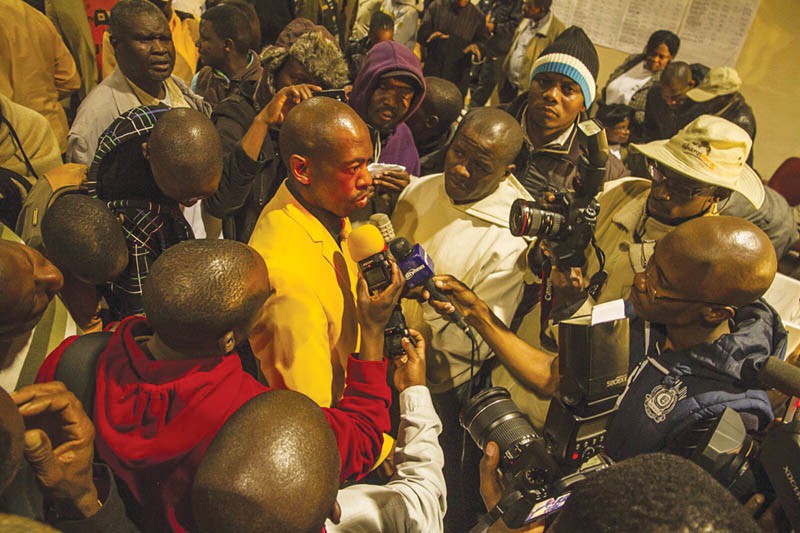 Lotlamoreng addressing journalists after results were announced PIC: THALEFANG CHARLES