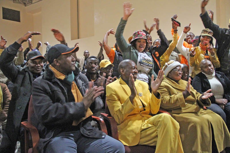 Boko and Lotlamoreng celebrate with other UDC members. PIC: KAGISO ONKATSWITSE