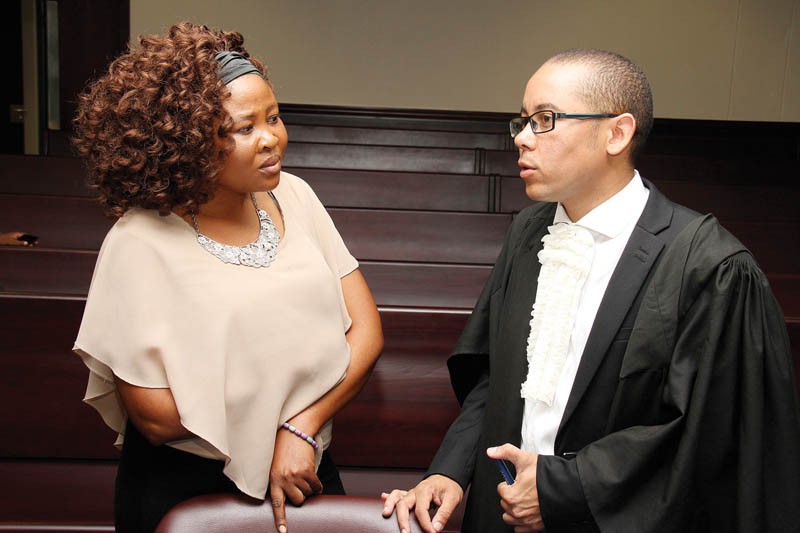 Bogadi Ramatlapeng with her lawyer outside Court of Appeal. PIC: MORERI SEJAKGOMO