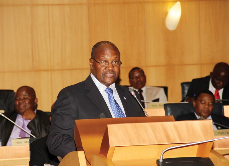 In the line of fire: Matambo presenting the 2015/ 16 budget recently. PIC: TSELE TSEBETSANE