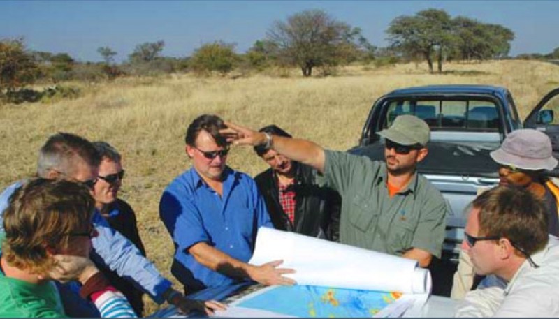 Hopeful investors during a field tour of the area that would later become Boseto Mine