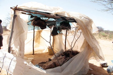 Rock- bottom: A structure in the compound is 'aired' in the winter sun