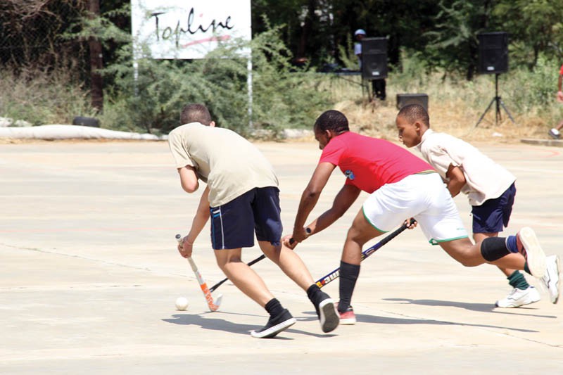 New start: UB Persians (in red) beat Okavango 6- 3 as hockey action resurfaced after six years hiatus