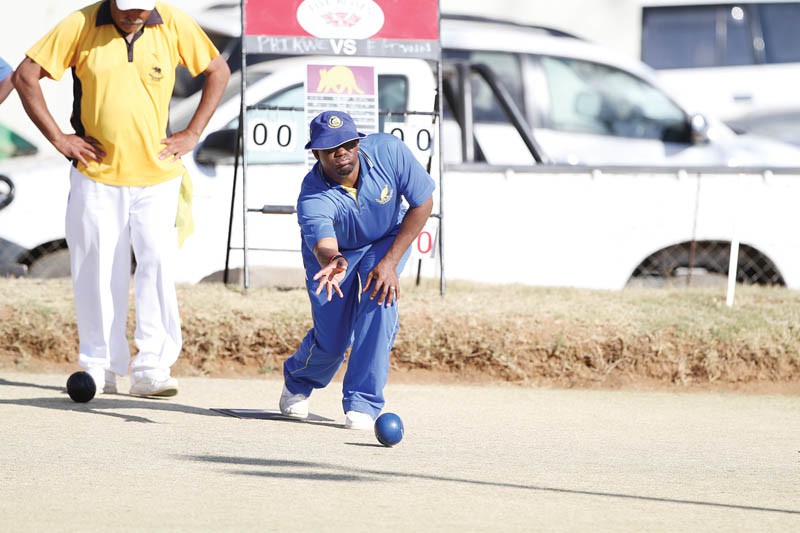 Rolling into action: Bowls player, John Gaborutwe takes aim at previous tournament. PIC: KABO MPAETONA